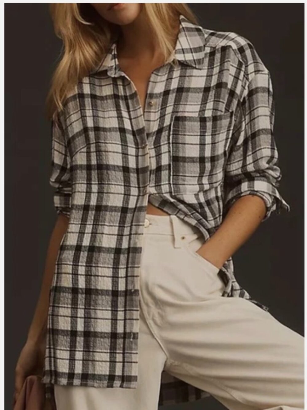 Pilcro x Anthropologie Hadley Button Down Shirt Size Large